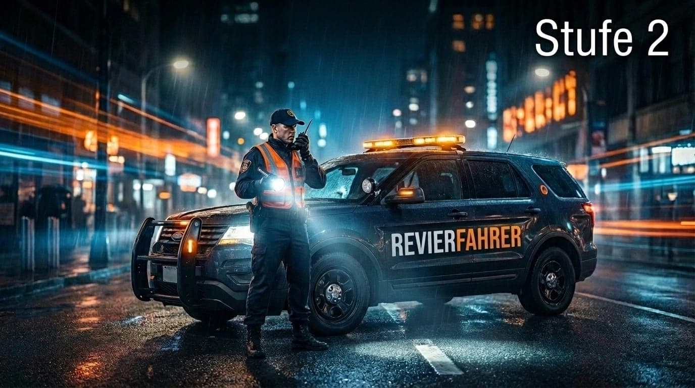 Sicherheitsmitarbeiter bei Kontrollfahrt